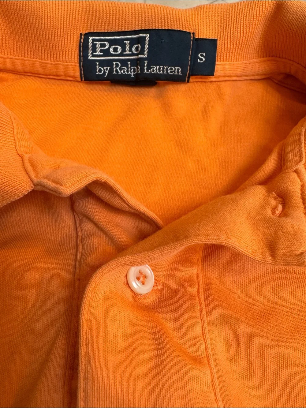 Polo by Ralph Lauren Men's Orange Polo with Blue Pony size small